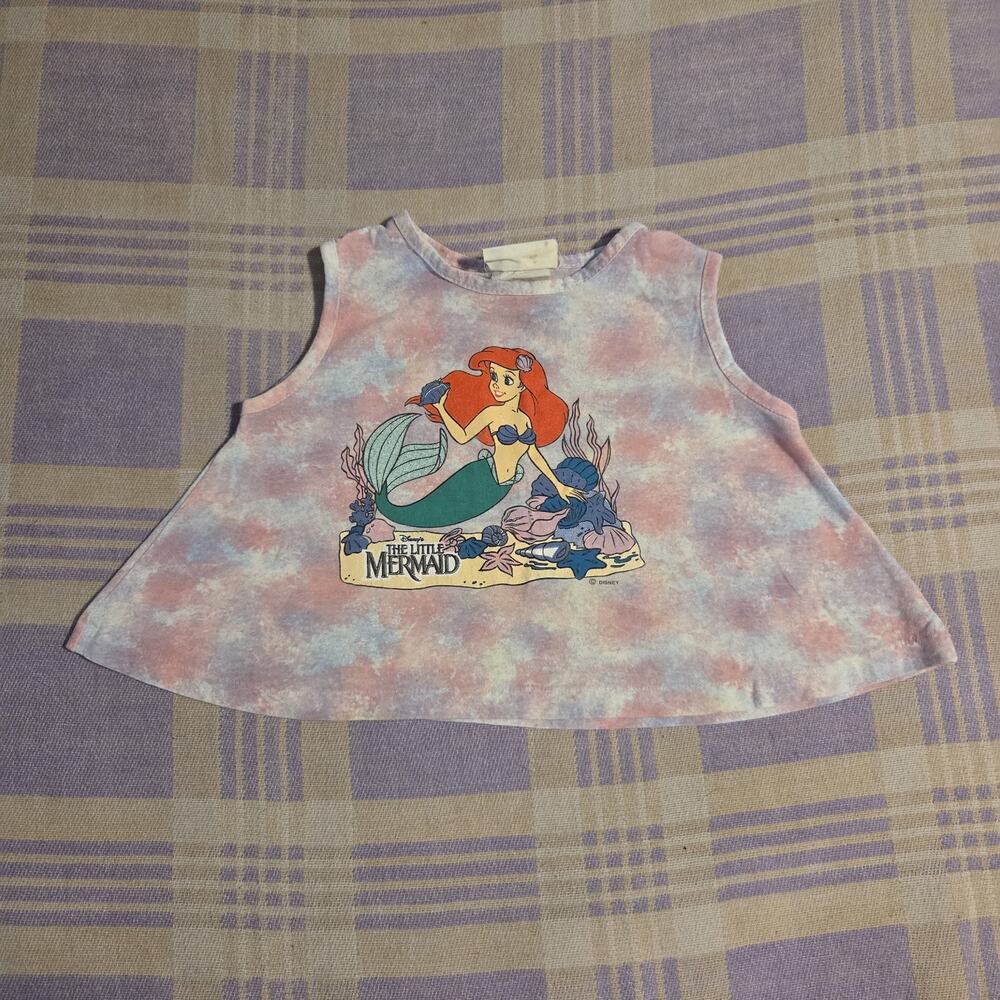 Rare Vintage Disney The Little Mermaid AOP 90s Youth Kids T Shirt Dress 5/6 USA